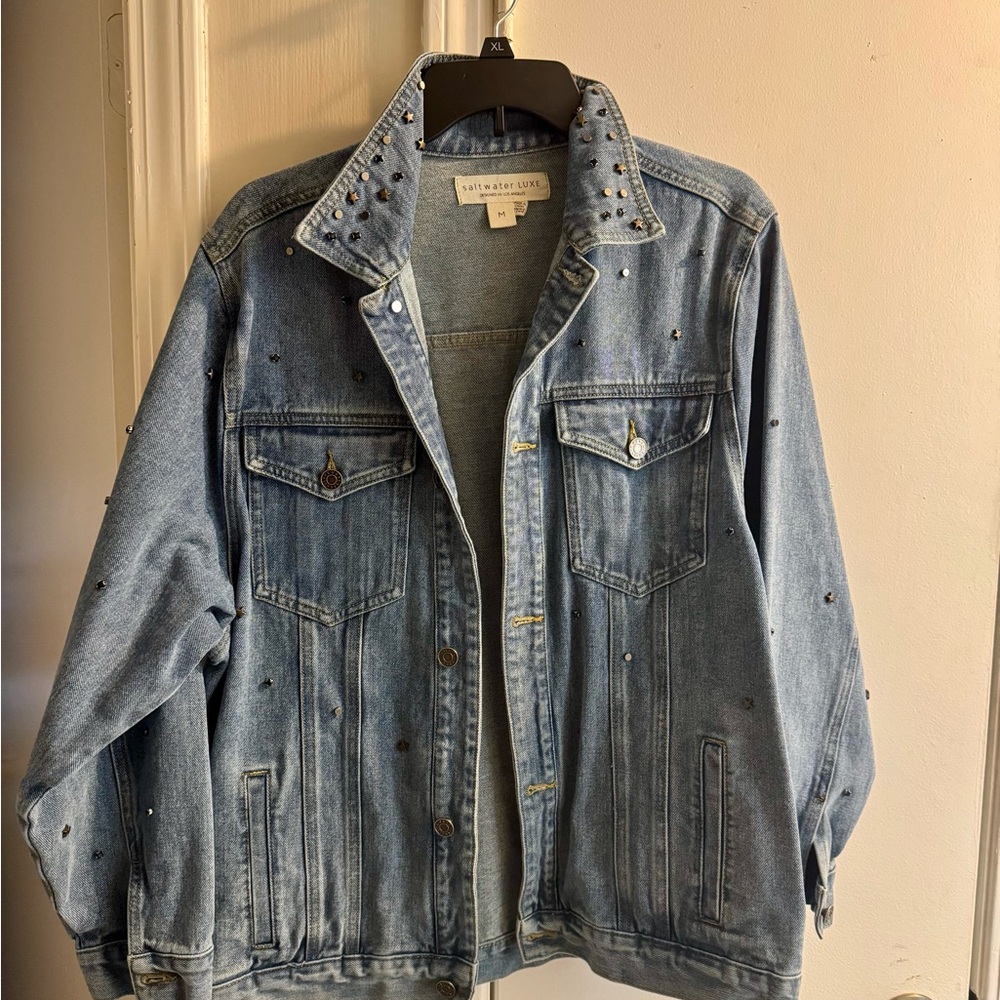 Saltwater LUXE Star-Studded Light Blue Denim Jacket